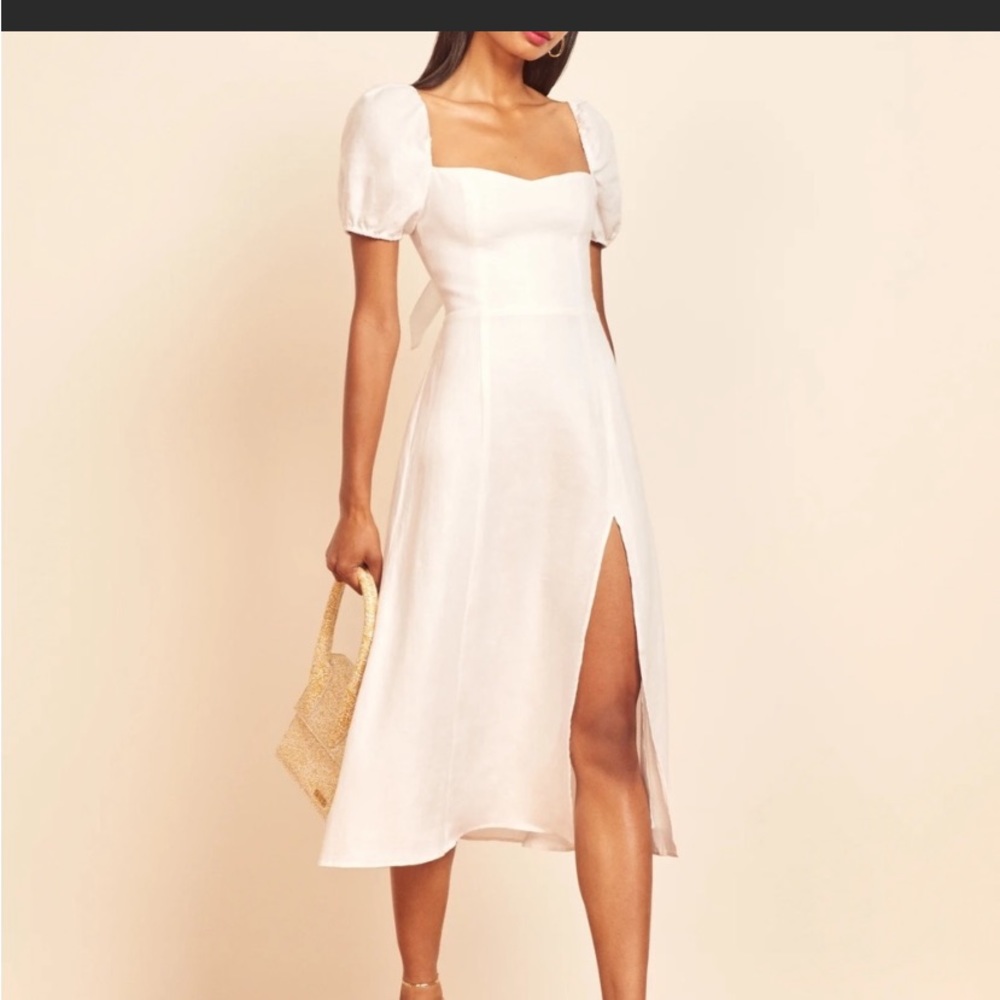 Reformation Denver Linen White Dress